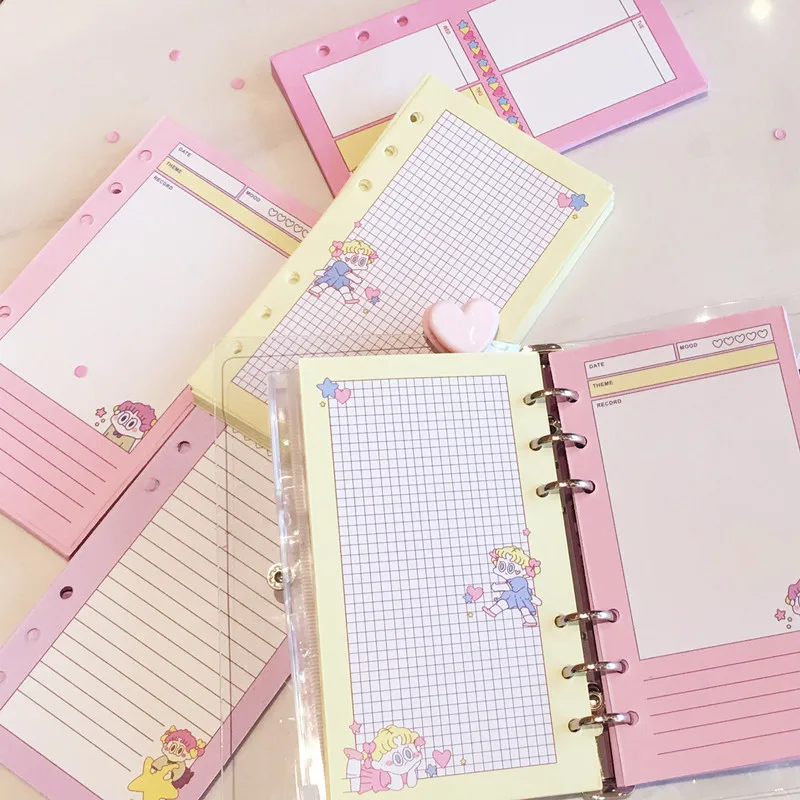

1pcs Inner page Notebook Cartoon pink Diary loose-leaf Book Exercise Composition Binding Note Notepad