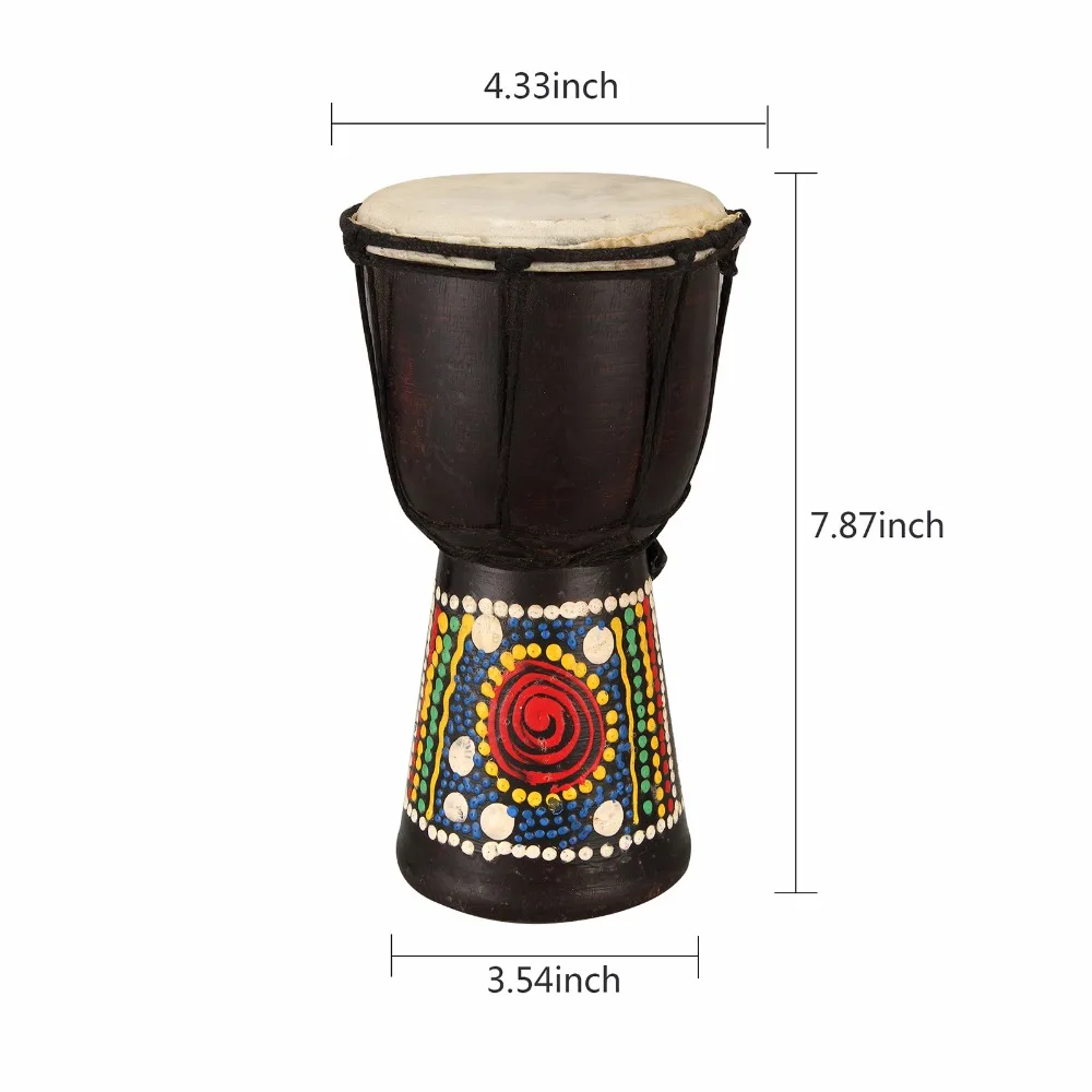 Африканские Djembe 4 дюймов 6 дюймовые классические деревянные африканские ручные барабаны мембранофон с узором из овчины барабаны для детей и взрослых начинающих