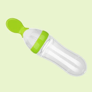 

Newborn Baby Silicone Gel Feeding Bottle Spoon Food Supplement Rice Cereal Spoon Training Feeder