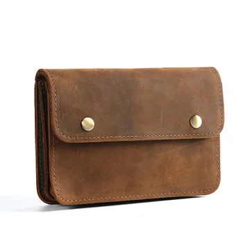 

Purse Crazy Leather Men's Mobile Phone Bag Belts Portable Wallet First Layer Leather Handmade Leather Bags Zipper Money Bags