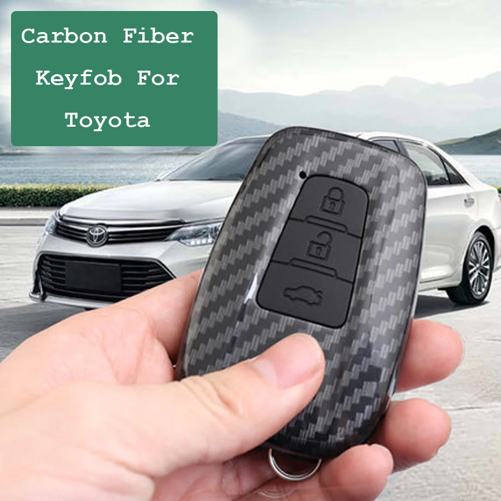 

Carbon Fiber 2 3 Buttons Car Key Fob Cover Case for Toyota CHR C-HR Camry Prius Prado 2016 - 2018 Aygo RAV4 Corolla 2018
