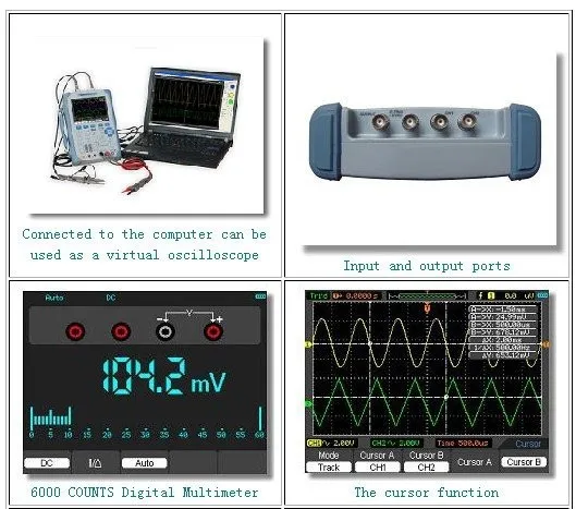 Hantek DSO8060 ручной анализатор спектра портативные Osciloscopio Цифровой мультиметр осциллограф USB LCD 60 МГц 2 Каналы DMM