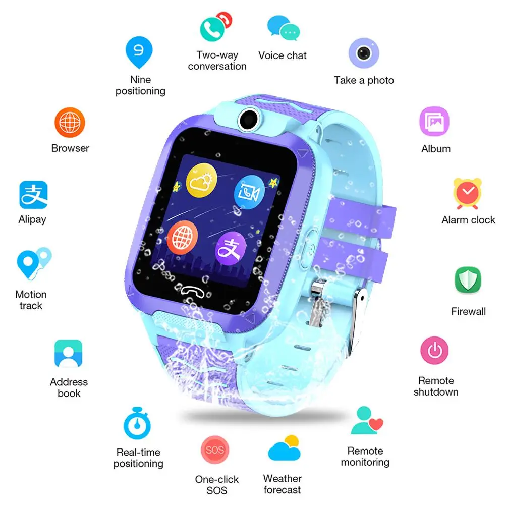 

Rondaful Newest Smart Children Watch GBS Position Phone 1.44 Inch Color Touch Screen WIFI SOS 4G Full Netcom Video Chat Watch