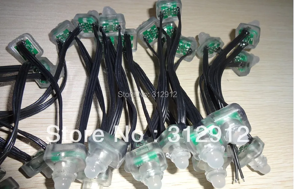

50pcs DC5V WS2811 LED pixel node,IP68 rated;all black wire,square type