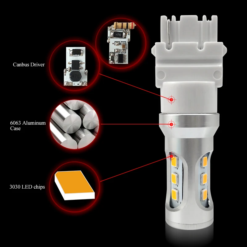 Тип СВЕТОДИОДА направленного света CNSUNNYLIGHT-T25 3156 PY27W PY27/7 Вт светодиодный Автомобильная резервная копия фонарь стоп лампы DRL Противотуманные фары указатели поворота белого цвета-красный, желтый, 12V