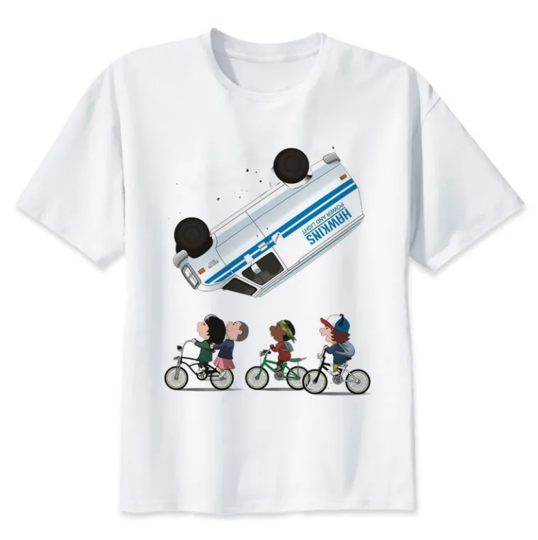 

T-SHIRT STRANGER THINGS, model 2 / CAMISETA STRANGER THINGS. Unisex. Hip-Hop Simple Splicing Tee Tops Shirt