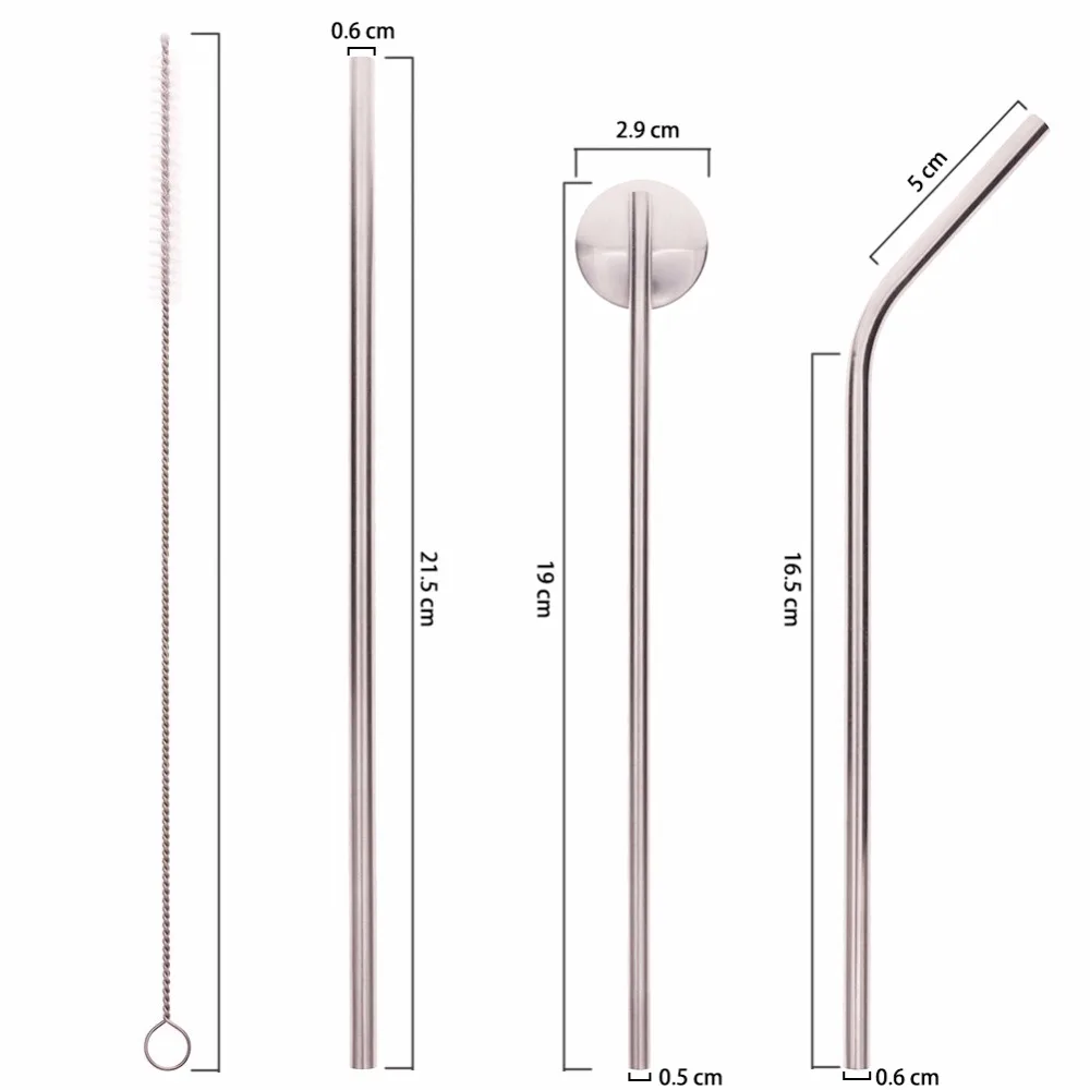 2/4/5 шт./компл. питьевой соломы Многоразовые трубочки чистящая щетка комплект Высокое качество Эко-дружественных Нержавеющая сталь металлическая соломинка#271583