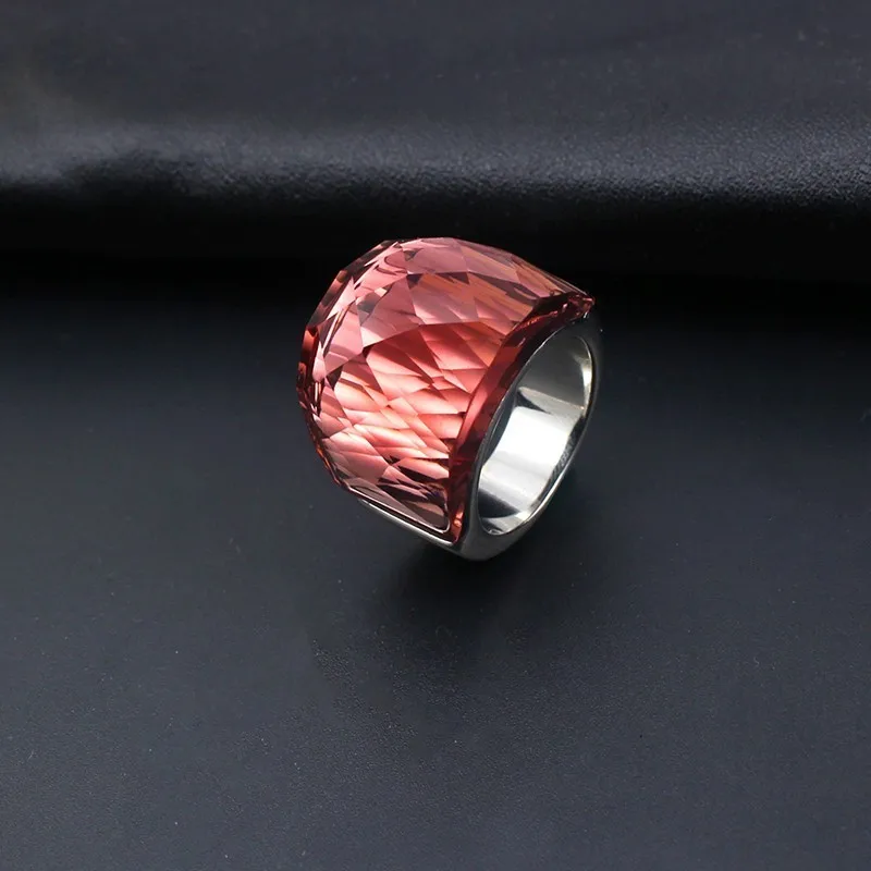Кольцо с цветным камнем, Женское кольцо, мужское ювелирное изделие, 5 цветов на выбор, черная, красная звезда, нейтральный цвет, популярное простое кольцо из нержавеющей стали - Цвет основного камня: red