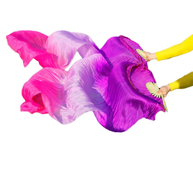 

2019 Hot selling Real Natural Silk Veils 1 Pair women Quality Silk Belly Dance Fans Dance wholesale Size color can be customized