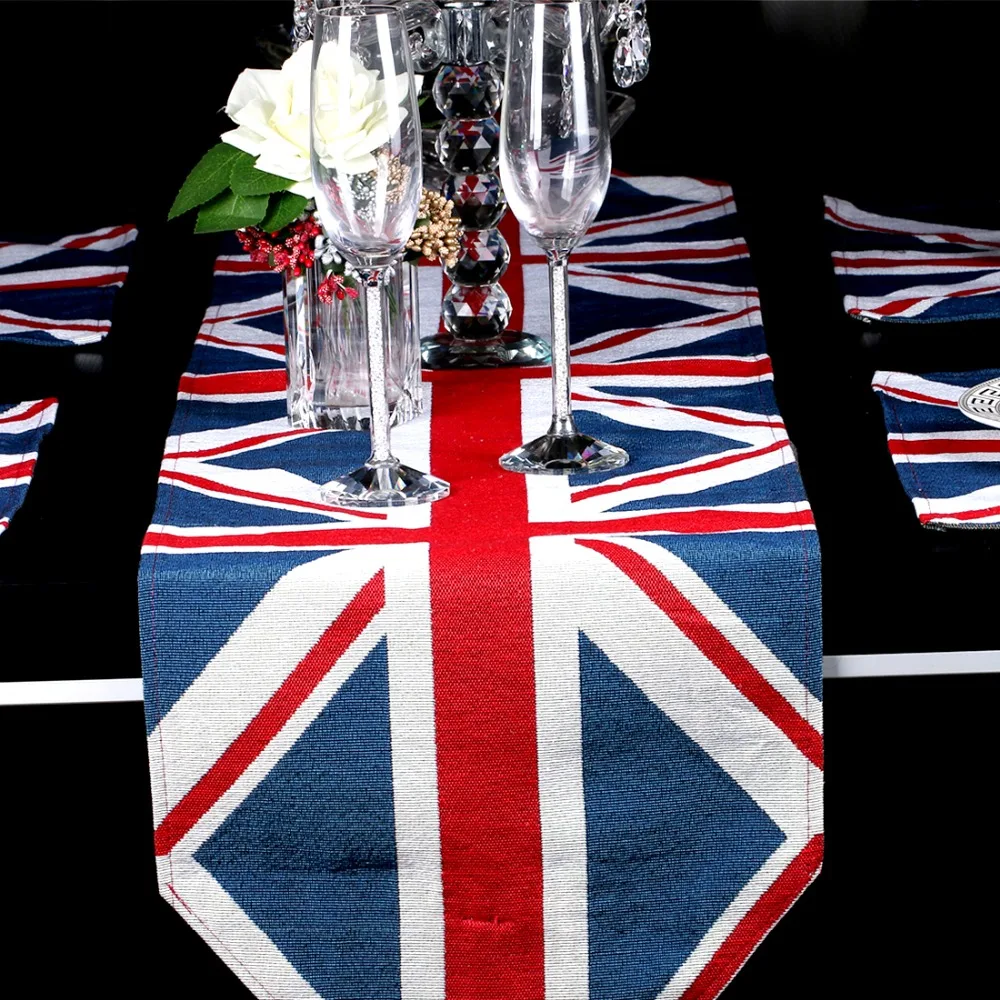 1PC/lot England Flag Jacquard Christmas Table Decoration Table Runner