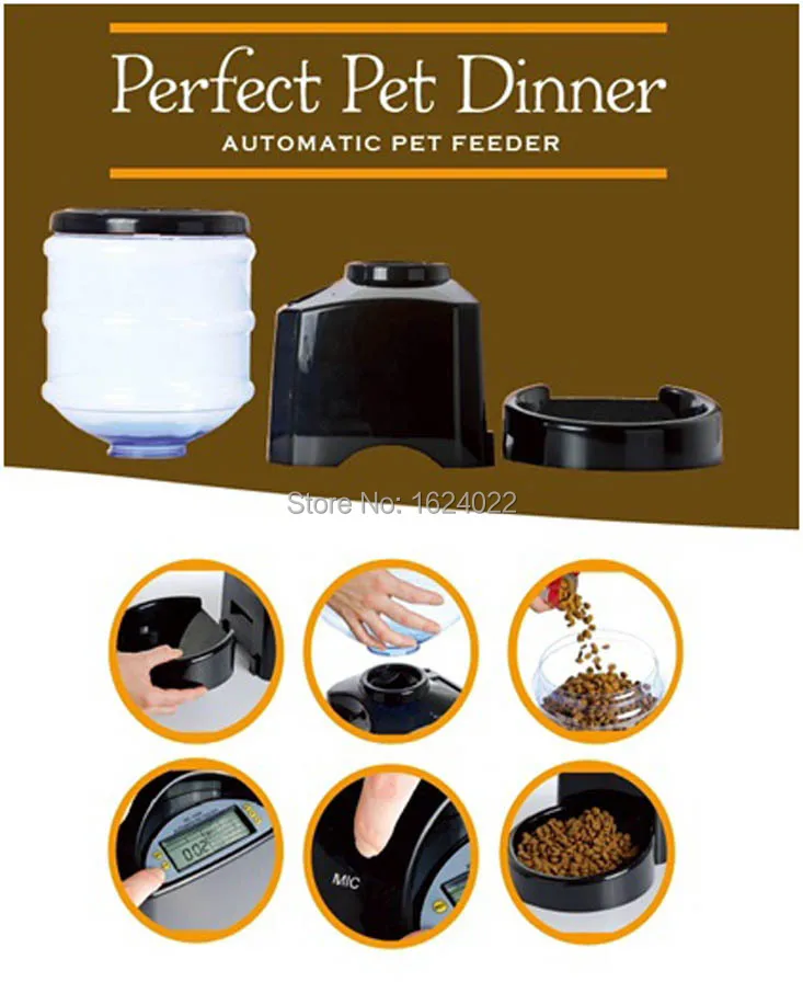 5.50L ЖК-дисплей автоматический сухой порции управления питатель дозатор корма для домашних животных