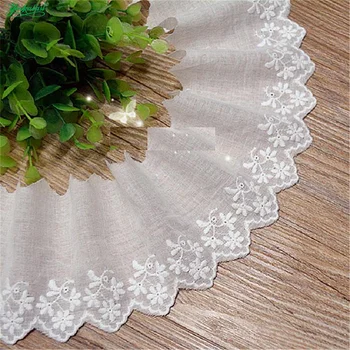 

YACKALASI 100% Swiss Cotton Embroidered Lace Fabrics Milky White Scalloped Flower Sewing Apparel Trims 7cm Purewhite