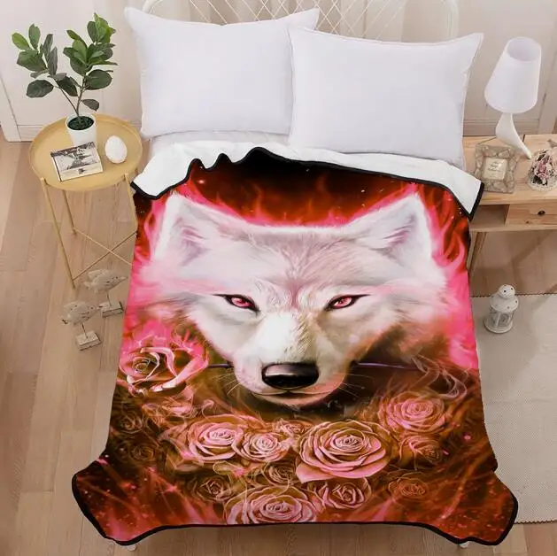 Ловец снов Волк воин шерстяное одеяло Волк и новая луна покрывало Манта для взрослых кровати диване крышка - Цвет: Type 3