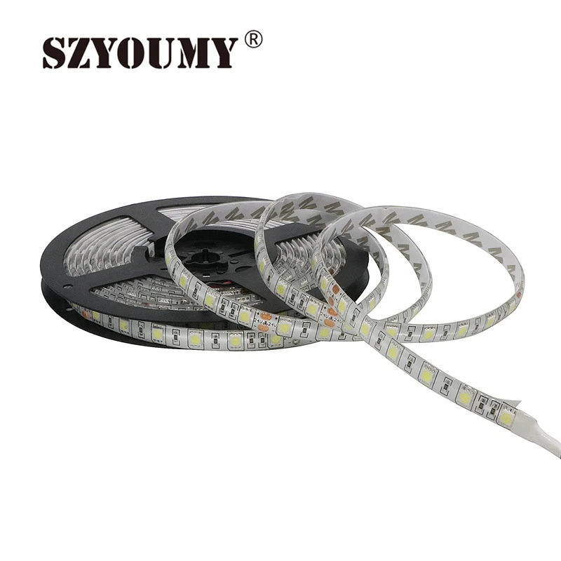 #cheap SZYOUMY DC 24V Waterproof Strip Led 5050 5M Roll 60led M Flexible Led Ribbon Outdoor Decoration Warm White RGB