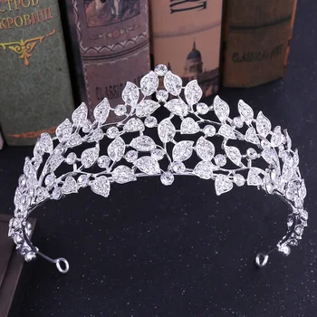 

2019 New Gold Crystal Bride Crown Fashion Leaf Bridal Tiara Women Princess Crowns Wedding Hair Accessories Hairband