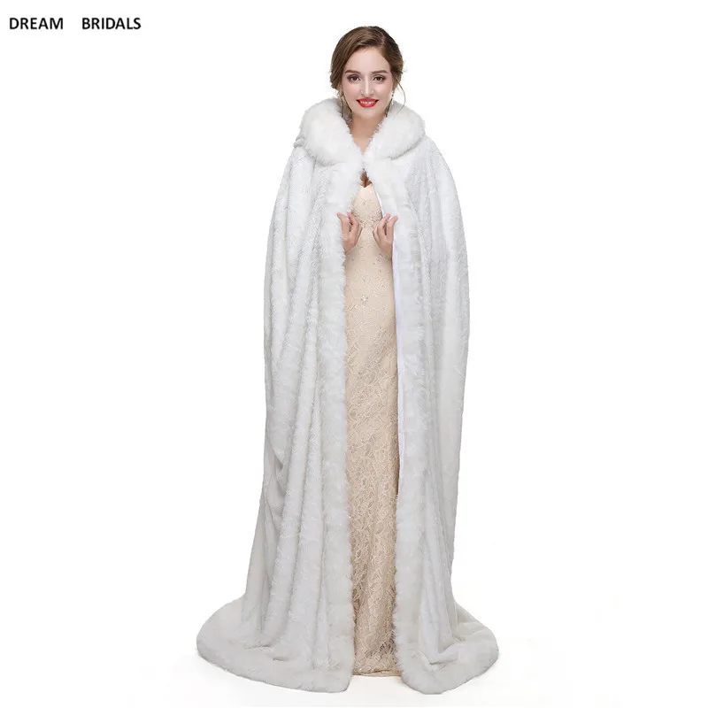 Wholesale Winter Faux Fur Warm Long Wraps Fashion Cloak Shawl Bolero Women Cape Bridal | Свадьбы и торжества