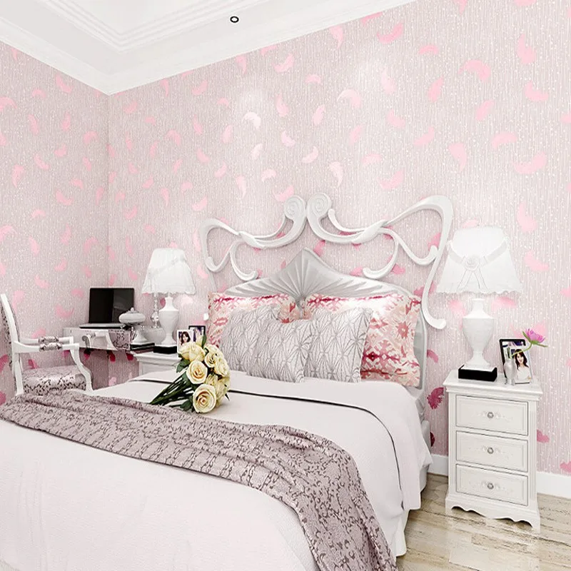 

Free Shipping Stereo Feathers Nonwovens Wallpapers Romantic Wedding Room Bedroom Living Room Clothing Store Decorative Wallpaper