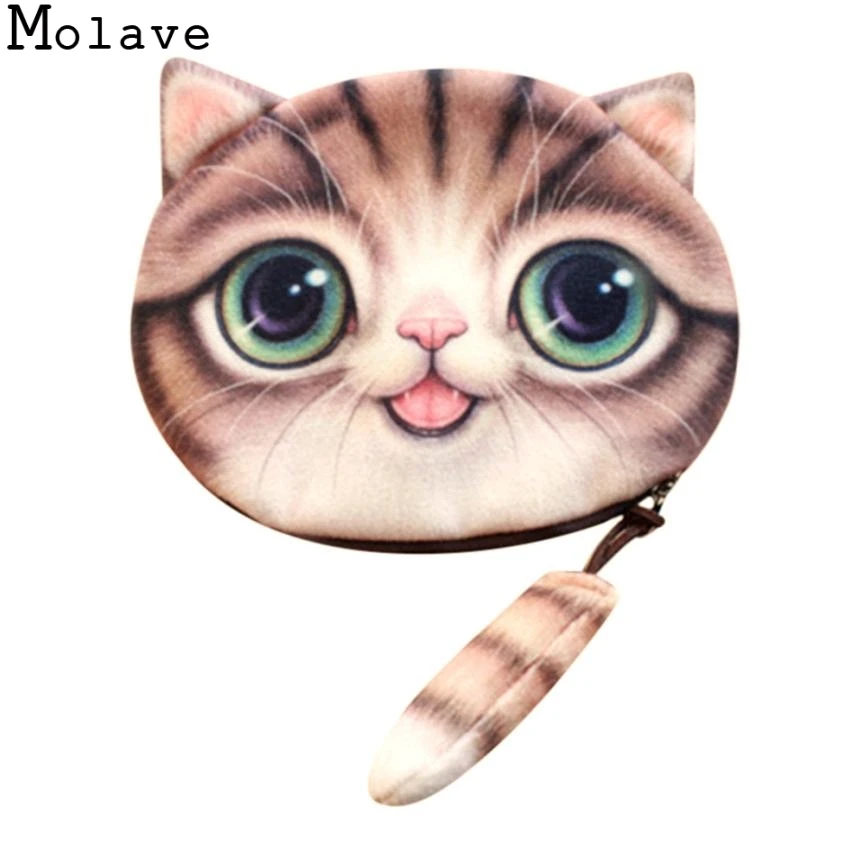 

Molave Wallets Holders Women's Cute 3D Print Cat Girls Tail Plush Coin Purse Change Purse Bag Wallet purse women Wallets DEC20