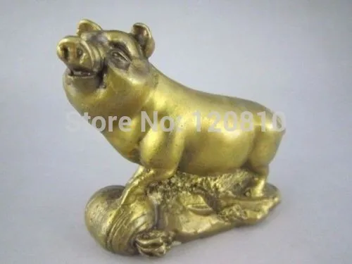 

China Handcrafted Copper Wealth Lucky Zodiac Sign Pig Statue