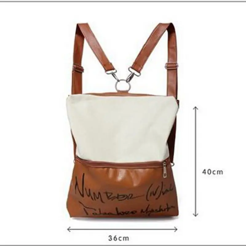 Beige Canvas Girls Female Travel Shop Shoulder Bag Backpack Cute Bookbag Satchel bookbags-for-girls