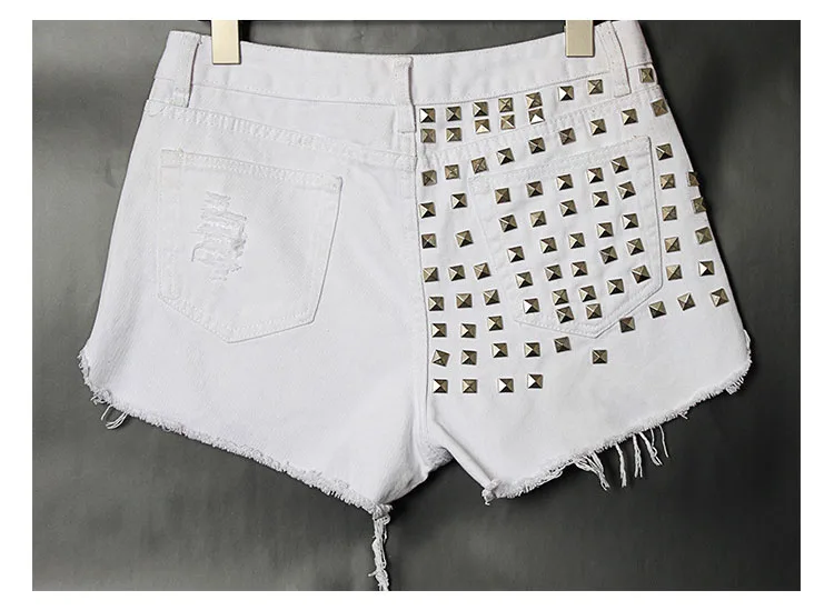 2017 European station Europe and the United States new rivets rivets irregular cat to be side cowboy high waist pants shorts hot pants (21)