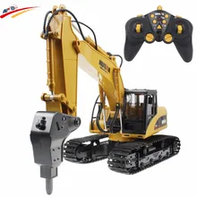 RC Drilling Truck Alloy Hammer Excavator 16 Channel 2.4G Rechargeable Sound and Light Demo Remote Control Drilling Model Toy