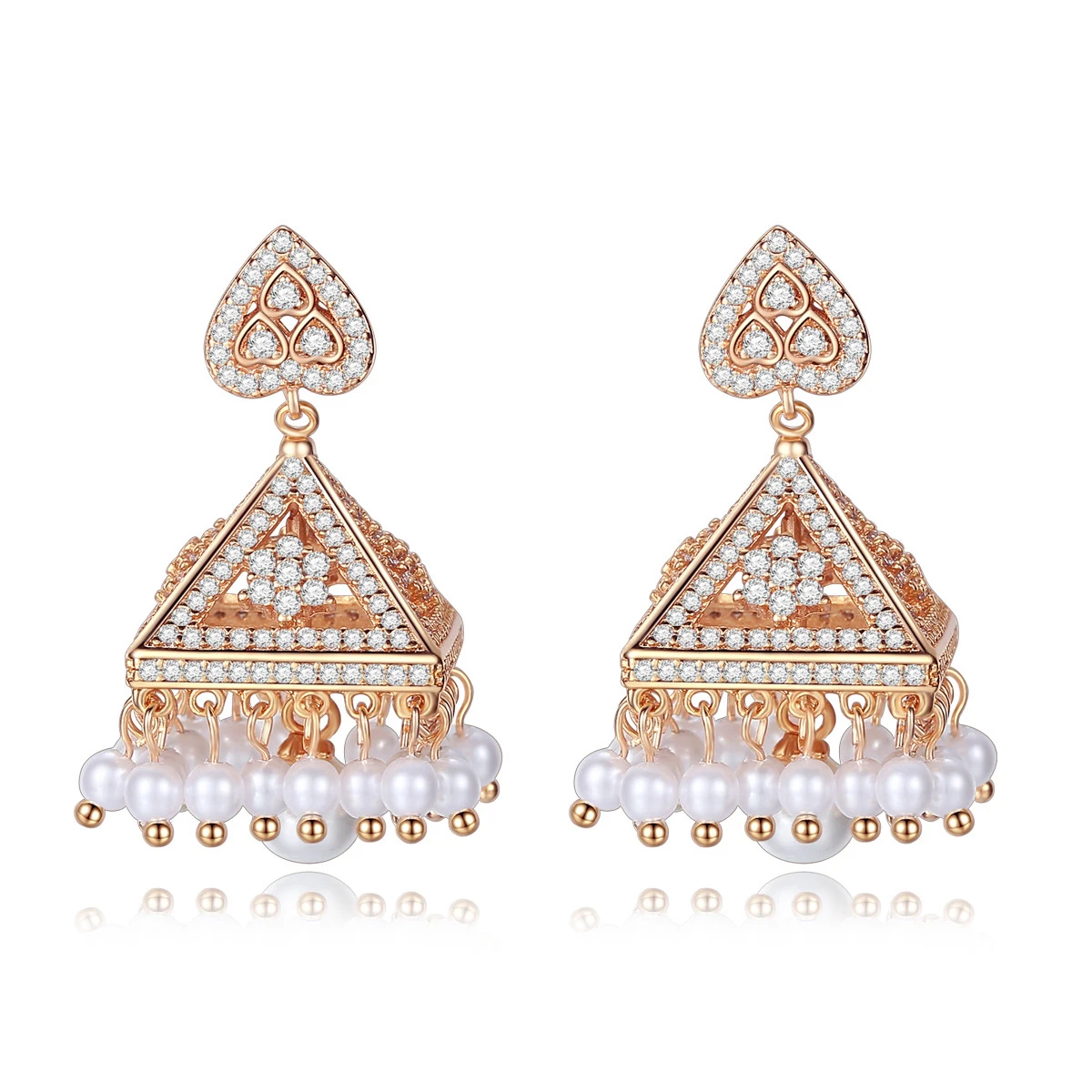

High Quality Zircon Stud Earrings Classic Indian Luxury Design Wedding Bridal Bell Shape Earrings for Women Earrings In Jewelry