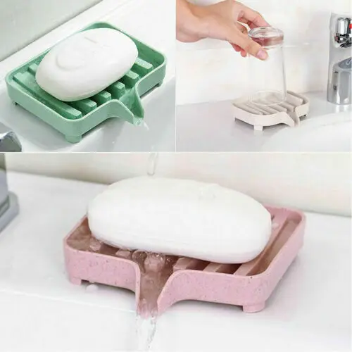 

Bathroom Water Draining Soap Dish Case Holder Drainer Soap Saver Storage Box New