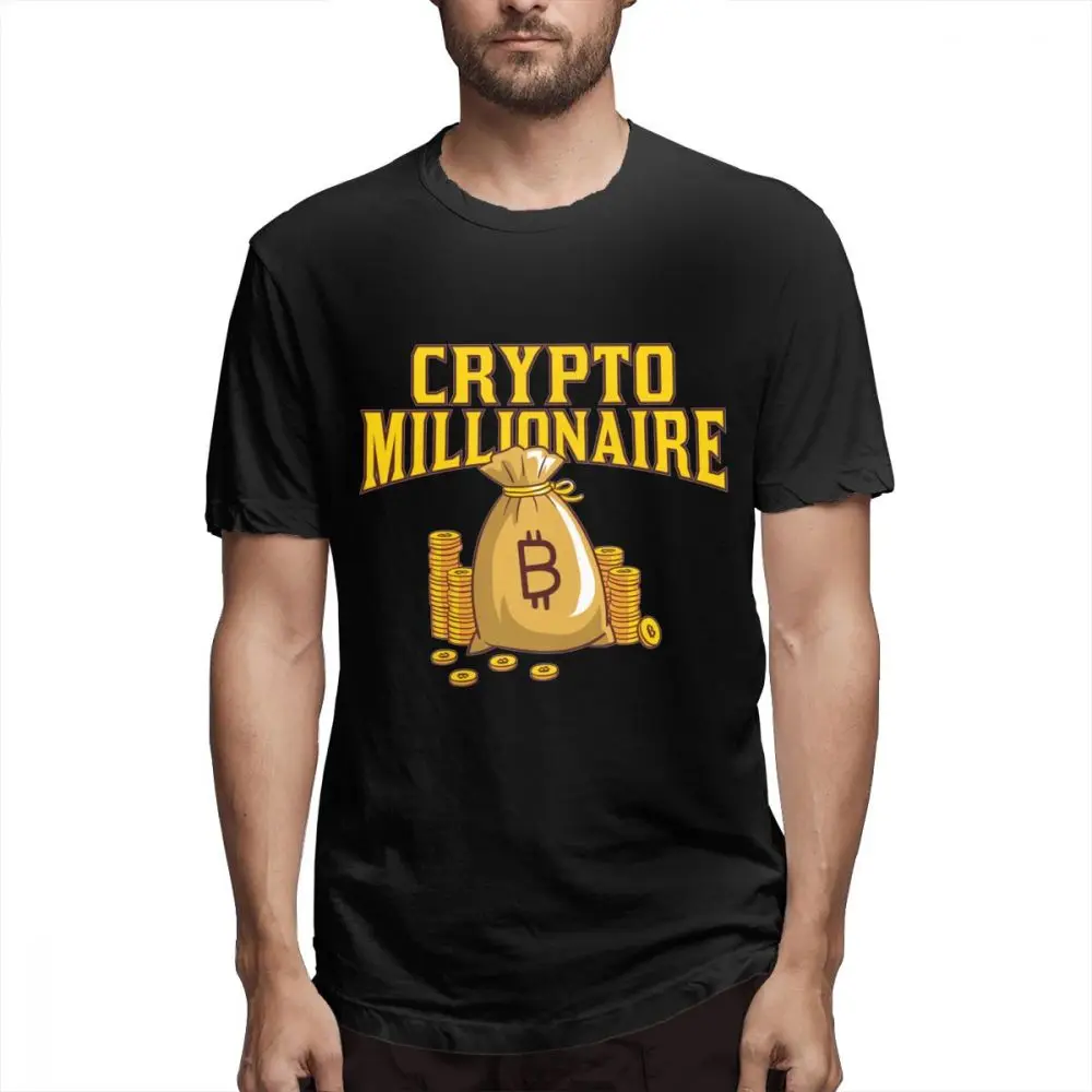 100% Cotton Great Bitcoin T shirt Millionaire Crypto Shirt Cryptocurrency Tee For Man T Shirt Free Shipping Tee 3D Print Tees