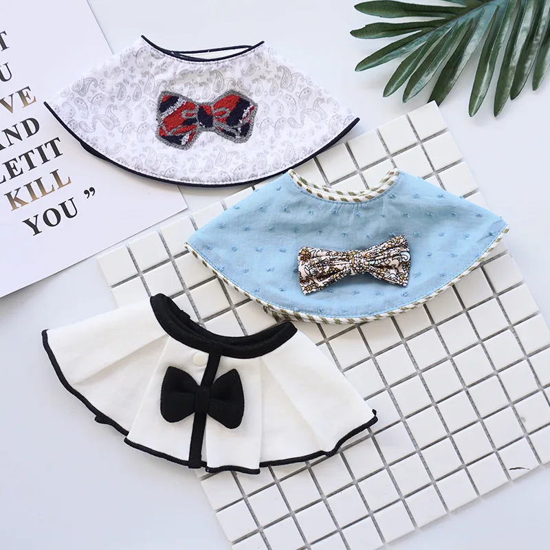 Japanese Style Cotton Bibs Newborn Baby Burp Cloth Saliva Towel cute Bibs White Bow Baby Girl Princess Care Use