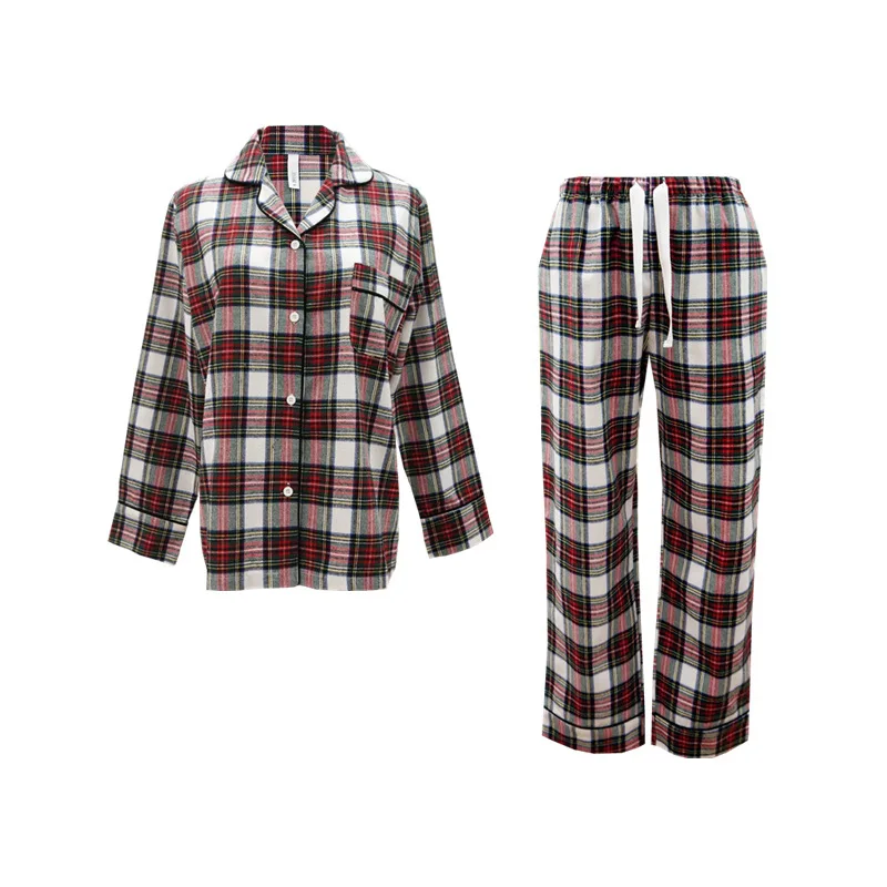 QWEEK для женщин пижамы матовый хлопок Женский костюм пары для Шотландии стиль Pijama Mujer с длинным рукавом Pyjama Femme
