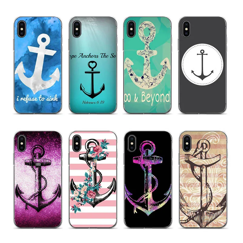 

IMIDO Anchor the ocean Cover Soft Silicone Back Case Phone Case capa For iPhone XS XR XSMAX 7 8 8plus 6 6 6plus 5S coque
