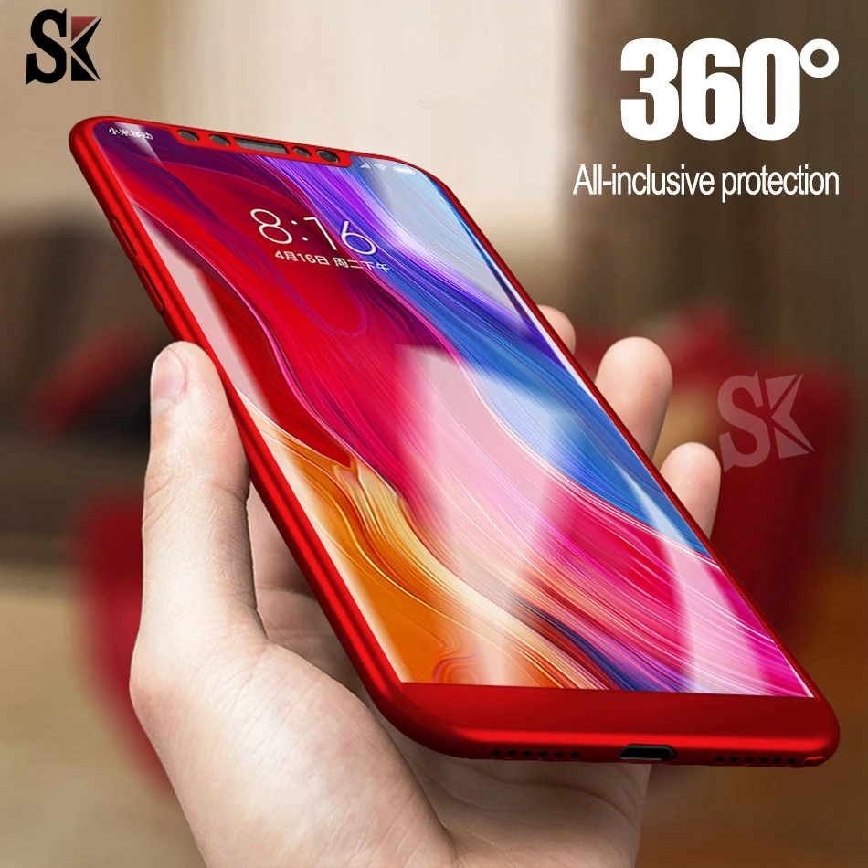 SK Luxury360 градусов защитный чехол для Xiaomi Mi 8 телефон оболочка с закаленным стеклом |