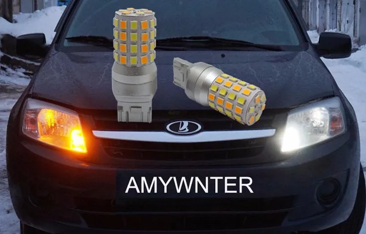 AMYWNTER T20 7443 W21/5 W Автомобильный источник для светодиодов, дневной ходовой светильник, лампочка, функция рулевого управления, два цвета