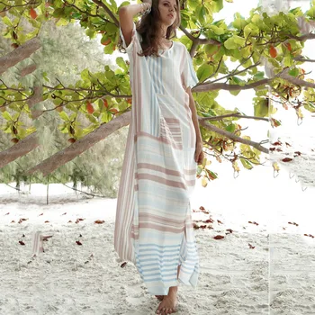

Women Summer Beach Clothes Oansatz Leisure Sexy Stripes Party Maxi Clothes Summer Dress 2019 White Dresses Vestidos De Verano