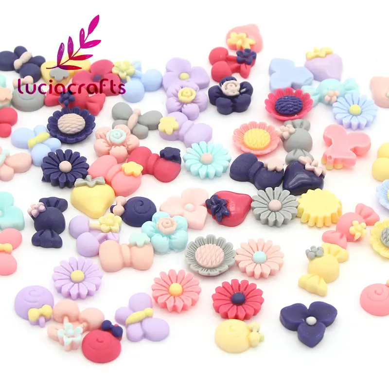 

50pcs Multiple style Resin Flowers/Bow tie Flatback Cabochon DIY Scrapbooking Embellishment Accessories F0607