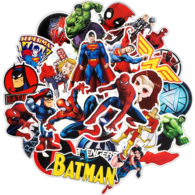 100PCS Super Hero Stickers Movies Character Sticker For DIY Motorcycle Laptop Skateboard Car Phone Luggage | Игрушки и хобби