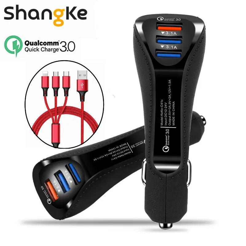 

Car Charger Quick Charge 3.0 Charger 3 USB Car Phone Charger for Samaung Xiaomi USB Smart Mobile Phone Fast Charger for iphone X
