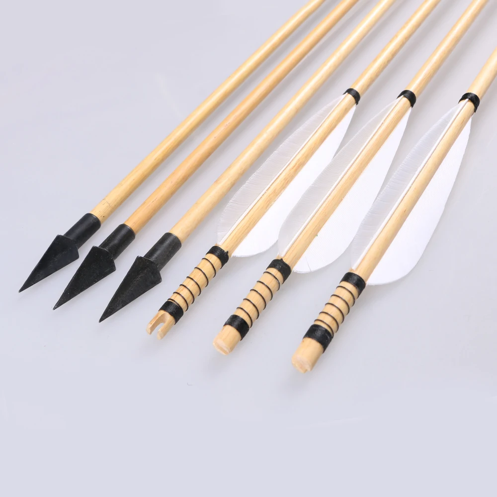 12pcs Wood Arrows Archery Wooden Target Shaft Arrows with Traditional