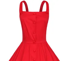 BerylBella Women Summer Dress 2017 Vintage Casual Cotton Vestido Solid Red Yellow Strap Suspenders Off Shoulder Dresses Female