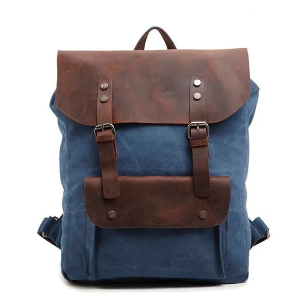 EBOYU Повседневная Женская/Мужская/унисекс/винтажная сумка классический рюкзак повседневный холщовый с кожаная Лоскутная сумка для ноутбука
