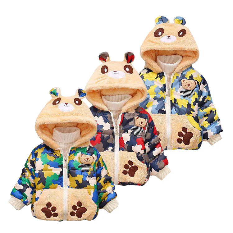 0-4yrs Cute Bear hooded Baby Winter Jackets And Coats Animal Toys Thickened Newborn Baby Boy Clothing Infant Boy Coats Outerwear
