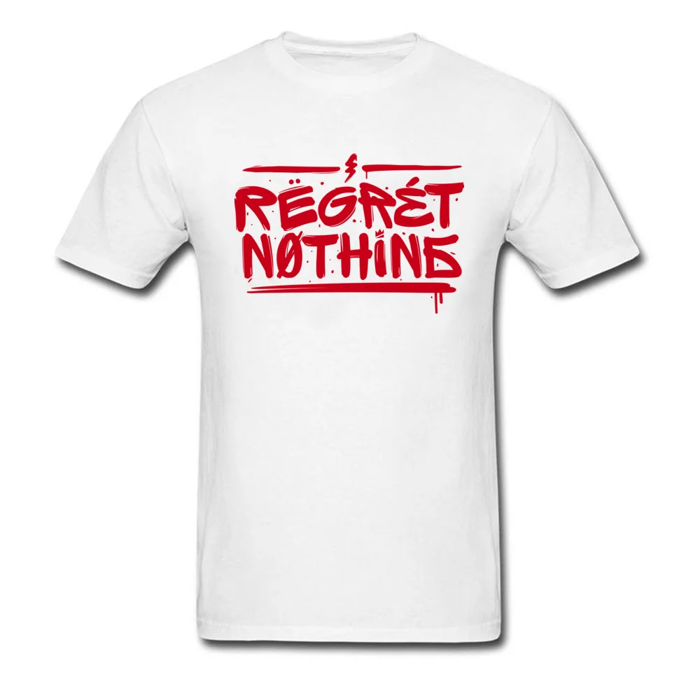 Regret Nothing Mens 2018 Fashion Tops Shirt Round Neck Summer Autumn 100% Cotton T Shirts Funny Short Sleeve Tops Shirt Regret Nothing white