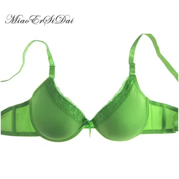 

MiaoErSiDai Soft cotton bras girl women bra lace green pink rose