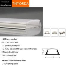 Tinyorda 1000 шт.(длина 1 м) светодиодный профиль Alu светодиодный профиль канала для 9,9 мм Светодиодные полосы света 1 м светодиодный профиль Alu профильный кабельный канал