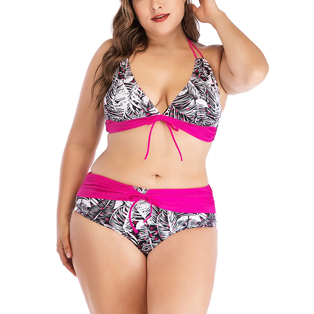 

Women Plus Size Print Bikini Swimjupmsuit Swimsuit Beachwear Padded Swimwear fatos de banho 2019 female large size swimsuit
