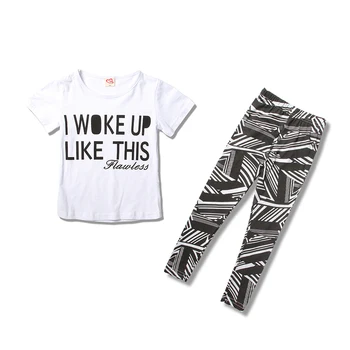 

1 2 3 4 5 5 6 7 8 Year Girls Clothes Letter Printed T-Shirt Long Pant Cotton Kids Suits 2019 New Summer Children Clothing Set
