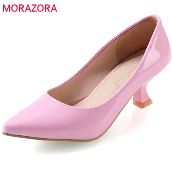 

MORAZORA 2020 new arrive women pumps spring summer simple fashion shallow dress shoes pointed toe comfortable high heels shoes