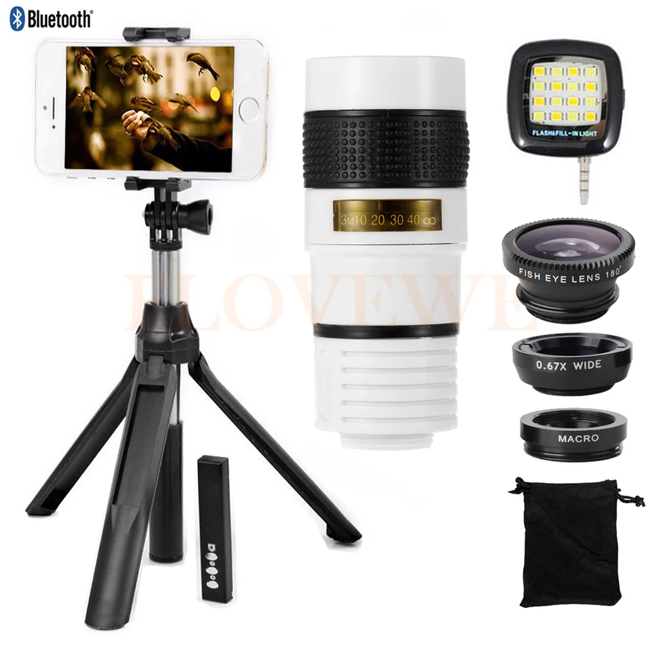 8X Zoom Lens Telescope Fisheye Wide Angle Macro Lentes