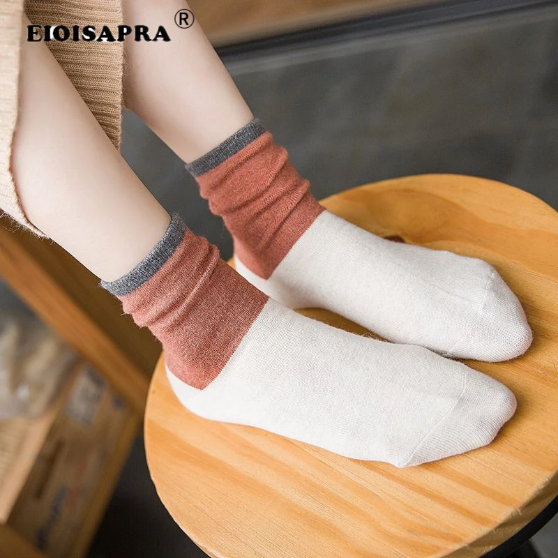 [EIOISAPRA] Harajuku/Новинка; теплые мягкие хлопковые женские носки до голени; забавные короткие женские носки без пятки; оптовая продажа; Mujer